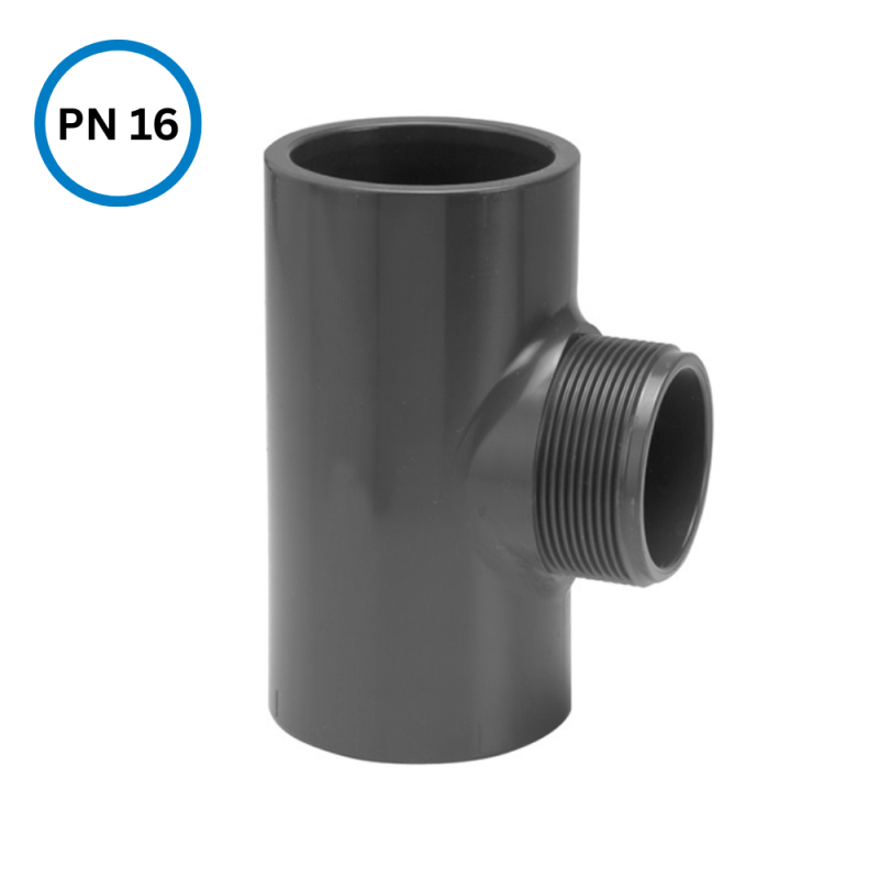 PVC T-Stuck mit Aussengewinde PN16