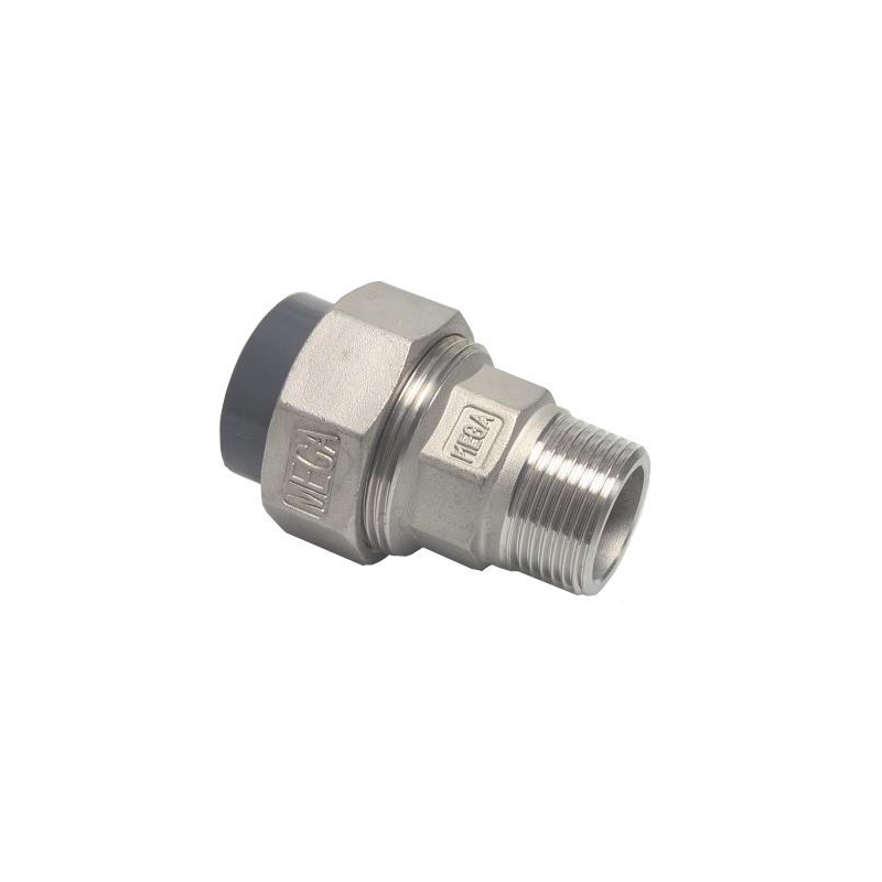 3 tlg. PVC Verschraubung mit Klebemuffe Aussengewinde Inox