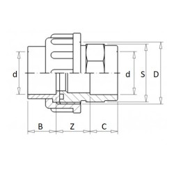 3 tlg. Verschraubung mit Klebemuffe PN10