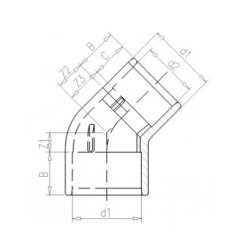 Winkel 45° mit Klebemuffe  PN10